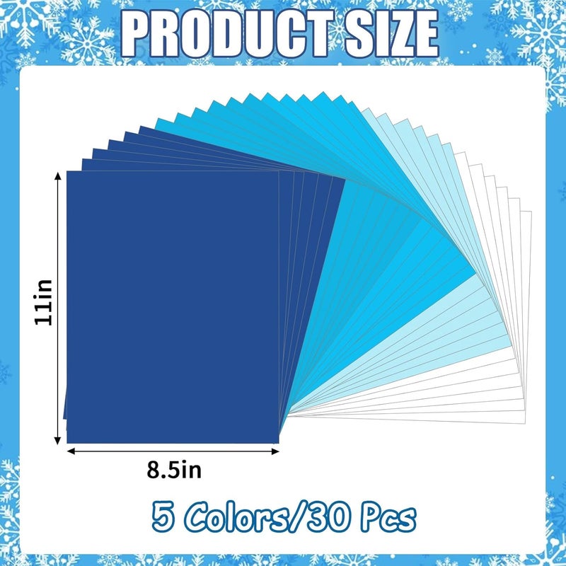 JULBEAR 30 Sheets Blue Cardstock, 8.5 x 11 Inch 180g Winter Navy Colored Cardstock Blue Construction Pastel Paper Kids Adults Winter Christmas DIY Arts Crafts Copy for School Office Home Supplies - Image 2